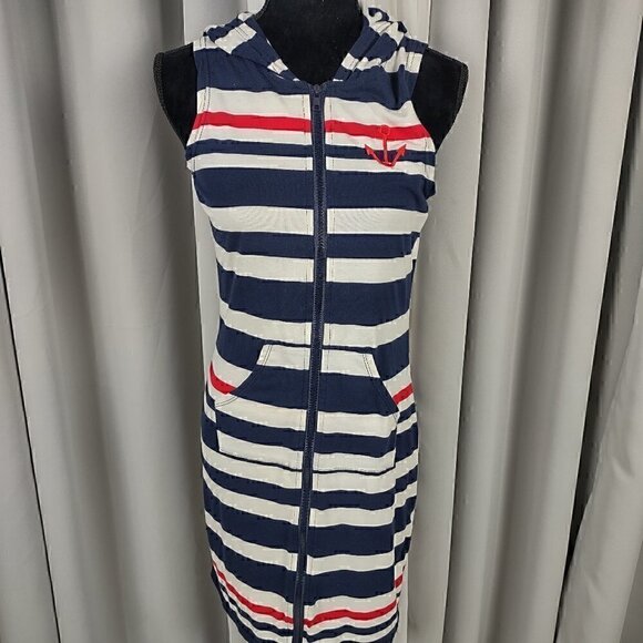 Exist Other - Exist Zip Up Dress Sailor Anchor W/Stripes & Hoodie Size Small